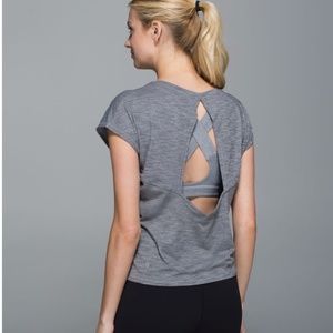 Lululemon Sweaty Or Not Crop Tee Heathered Slate Gray Size 6 Excellent Condition